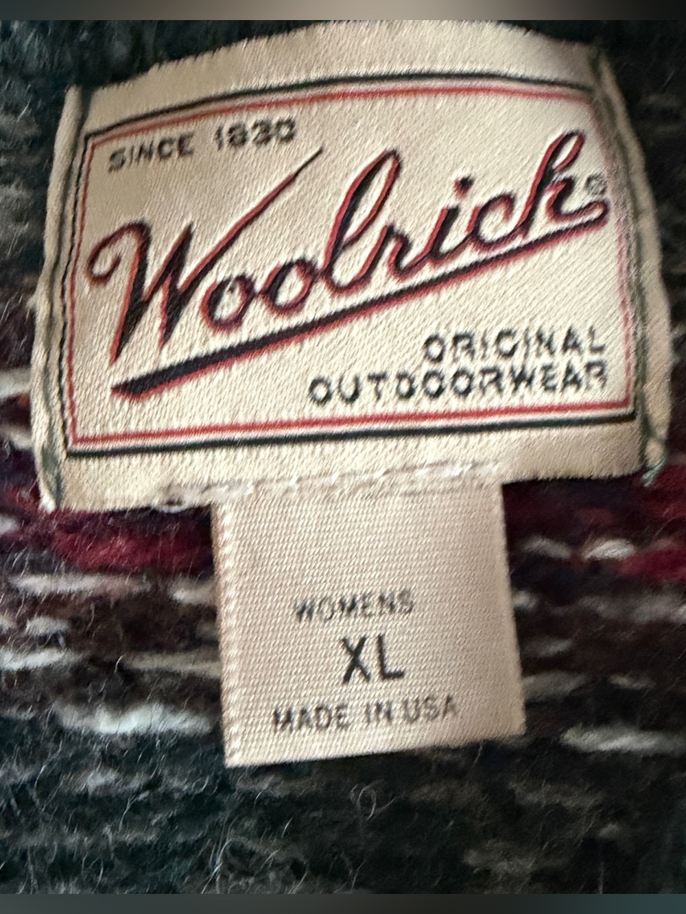 Vintage Woolrich Outwear Sweater Women XL Green Wool VNeck Sweater Fair Isle 90s - Picture 3 of 7